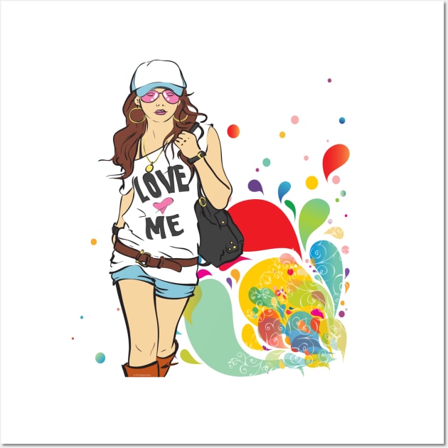 Love Me Fashion Girl Wall Art by G-Art Swiss